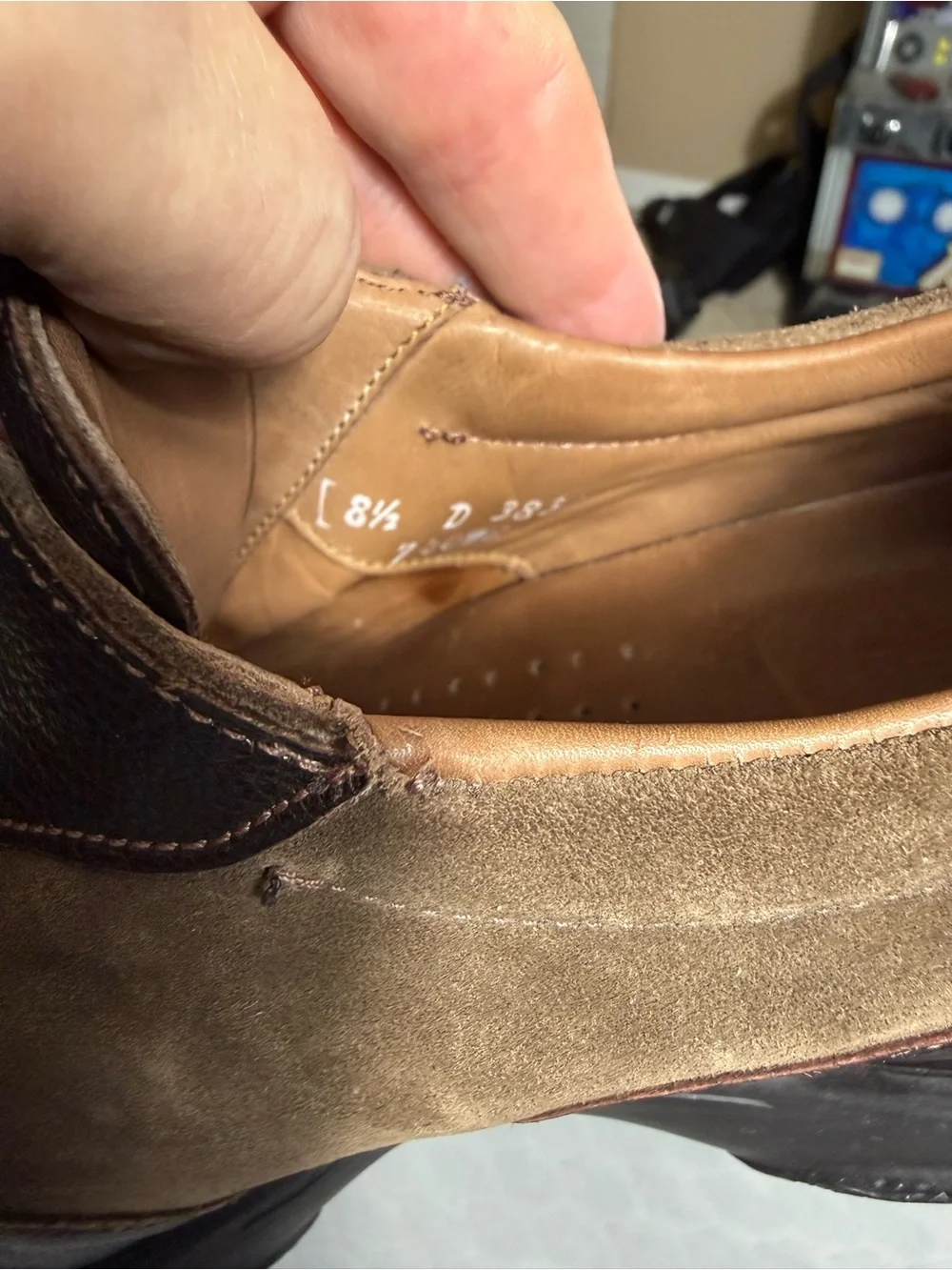 Allen Edmonds Day Tripper Shoes USA 8.5D Brown Taupe Leather Suede Walking